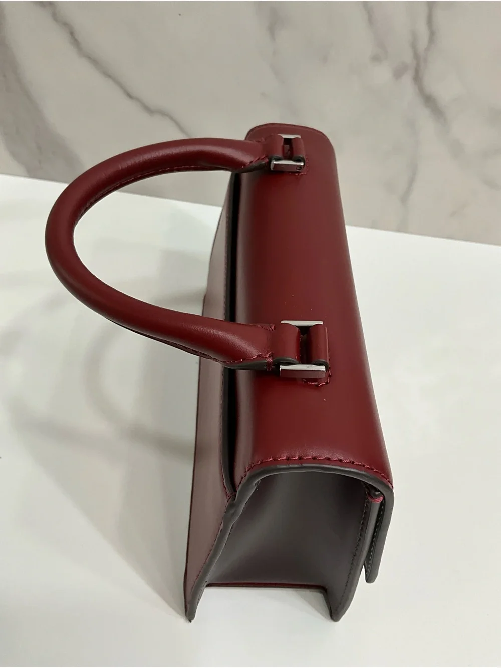 TORY BURCH Bon Bon Spazzolato Leather Mini Top Handle Crossbody Bag Burgundy